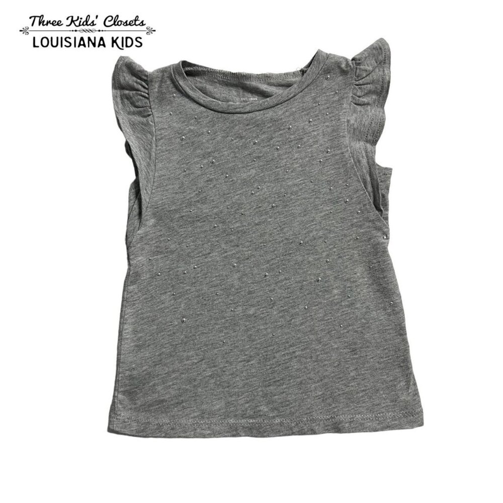 OshKosh 12m Grey Flutter Sleeve Metallic Dot Top